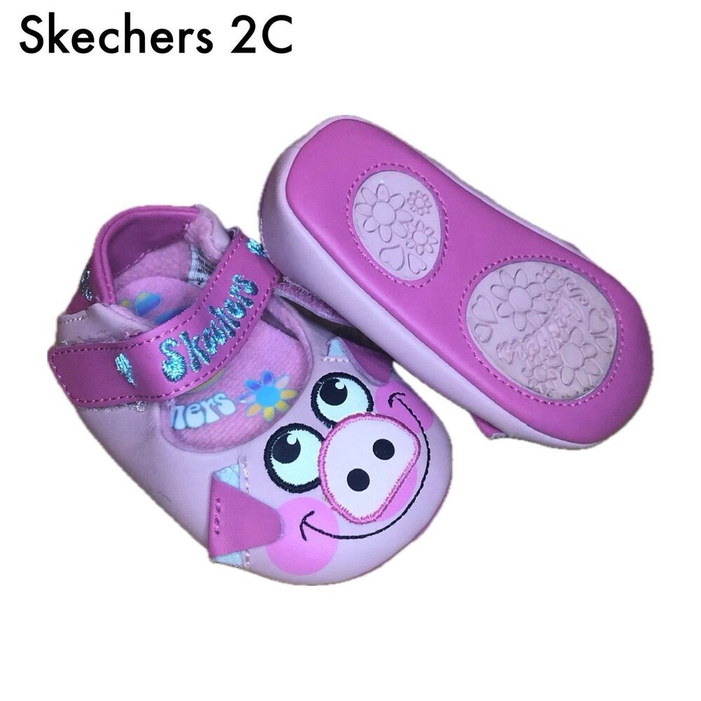 Skechers Pink Multi Pig PKMP Vintage Infant Size 2 Leather Crib Shoes Mary Jane